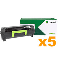 5 x Genuine Lexmark 56F6X0E Extra High Yield Toner Cartridges