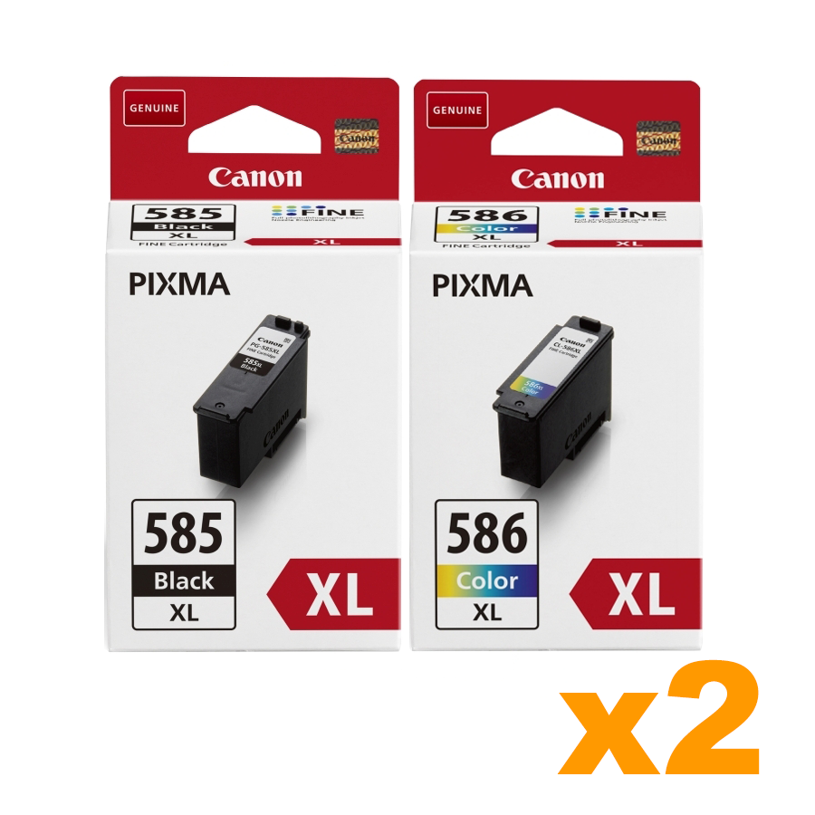 2 x Genuine Canon PG585XL CL586XL High Yield Ink Combo Pack