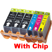 Any 6 Compatible PGI5Bk CLI8C/M/Y Ink Cartridges With Chip