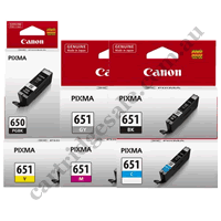 A Set Genuine Canon PGI650 CLI651 B/PB/C/M/Y/GY Ink Cartridges
