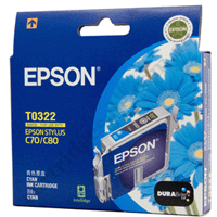 Genuine Epson T0322 Cyan Ink Cartridge