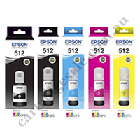 A Set Genuine Epson T512 B/PB/C/M/Y EcoTank Ink Bottles