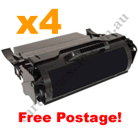 4 x Remanufactured Lexmark T650H11P Black Toner Cartridge Freepo