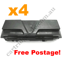 4 x Remanufactured Black Toner Cartridge for Kyocera TK134 FreeP