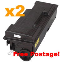 2 x Remanufactured Black Toner Cartridge for Kyocera TK344 FreeP
