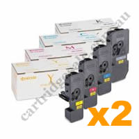 2 Sets Genuine Kyocera TK5224K,C,M,Y Toner Cartridges