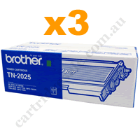 3 x Genuine Brother TN2025 Black Toner Cartridge