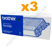 3 x Genuine Brother TN3185 Black Toner Cartridge
