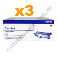 3 x Genuine Brother TN3340 Black Toner Cartridge