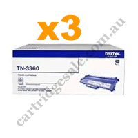 3 x Genuine Brother TN3360 High Yield Black Toner Cartridge