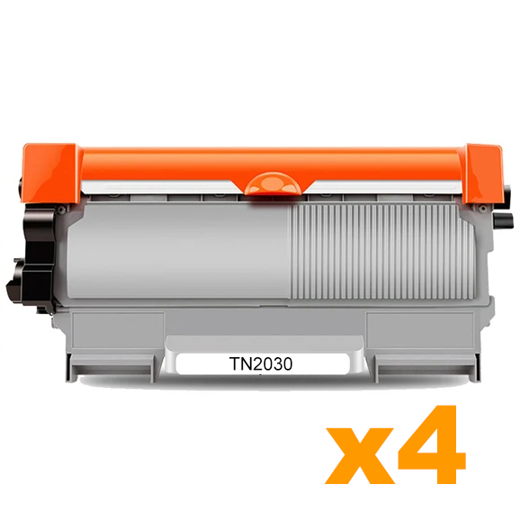 4 x Compatible Brother TN2030 Black Toner Cartridge High Yield