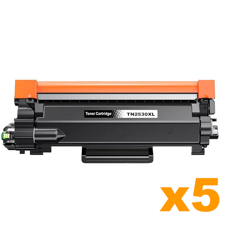 5 x Compatible Brother TN2530XL High Yield Black Toner Cartridge