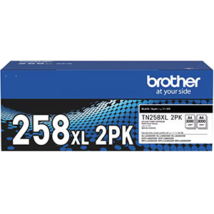 2 x Genuine Brother TN258XL High Yield Black Toner Cartridge