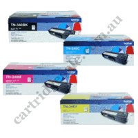 A Set Genuine Brother tn340 Toner Cartridge B/C/M/Y