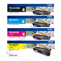 A Set Genuine Brother TN341 Toner Cartridges B/C/M/Y