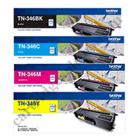 A Set Genuine Brother TN346 High Yield Toner Cartridges B/C/M/Y