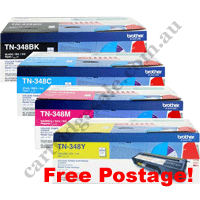 A Set Genuine Brother tn348 Toner Cartridge B/C/M/Y