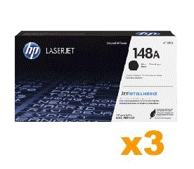 3 x Genuine HP W1480A (148A) Black Toner Cartridge