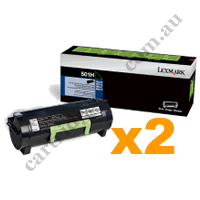 2 x Genuine Lexmark 50F3H00 HY Black Toner Cartridge