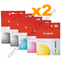 2 Sets Genuine Canon PGI5BK CLI8B/C/M/Y Ink Cartridges