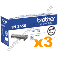 3 x Genuine Brother TN2450 High Yield Black Toner Cartridge