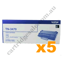 5 x Genuine Brother TN3470 Super High Yield Black Toner Cartridg