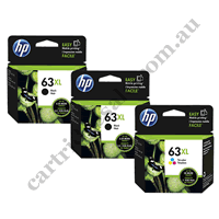 2 x Genuine HP 63XL Black + 1 x HP 63XL Colour Triple Pack