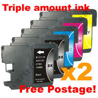 4 Black + 2 of each Colour LC38 Com High Yield + Free Postage!