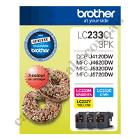 Genuine Brother LC233 Cyan, Magenta & Yellow Colour Pack