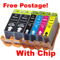 Any 6 Compatible PGI5Bk CLI8BK/C/M/Y Ink Cartridges With Chip