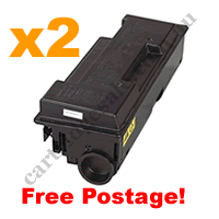 2 x Remanufactured Black Toner Cartridge for Kyocera TK354 FreeP