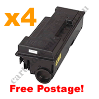 4 x Remanufactured Black Toner Cartridge for Kyocera TK354 FreeP