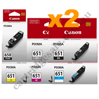 2 Sets Genuine Canon PGI650 CLI651 B/PB/C/M/Y/GY Ink Cartridges