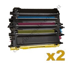 2 Sets Compatible Brother TN258XL High Yield Toner Cartridges B/