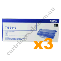 3 x Genuine Brother TN3440 High Yield Black Toner Cartridge