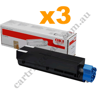 3 x Genuine OKI 44992407 High Yield Black Toner