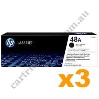 3 x Genuine HP CF248A 48A Black Toner Cartridge
