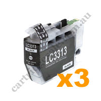 3 x Compatible Brother LC3313BK Black Ink Cartridge