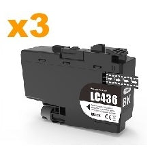 3 x Compatible Brother LC436 Black Ink Cartridge