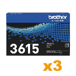 3 x Genuine Brother TN3615 Ultra High Yiled Black Toner Cartridg