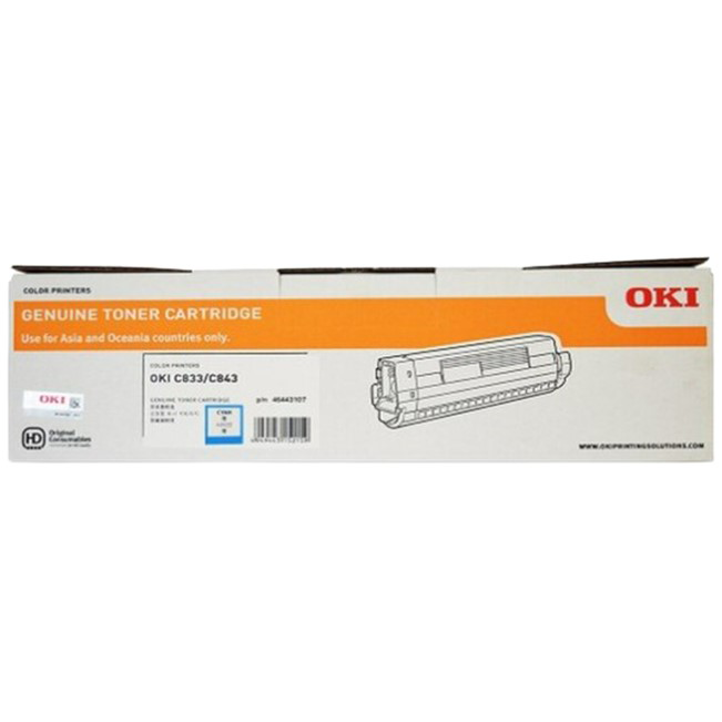 Genuine OKI 46443107 Cyan Toner Cartridge