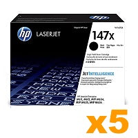 5 x Genuine HP W1470X (147X) Black Toner Cartridge