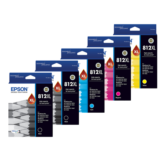 2 x Genuine Epson 812XL Black + 1 x 812XL C/M/Y Ink Cartridges
