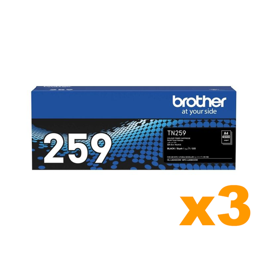 3 x Genuine Brother TN259BK High Yield Black Toner Cartridge