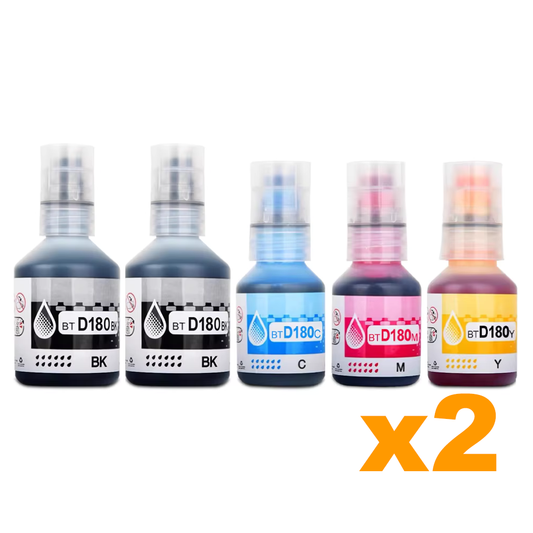 4 x Black + 2 CMY Compatible Brother BTD180 Ink Bottles