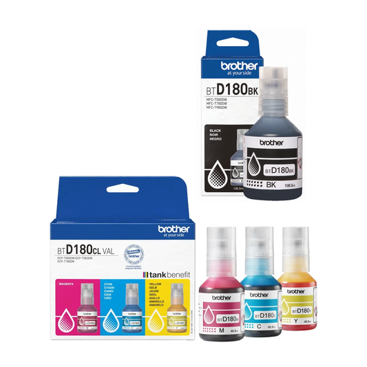 A Set Genuine Brother BTD180 Ink Bottles BCMY