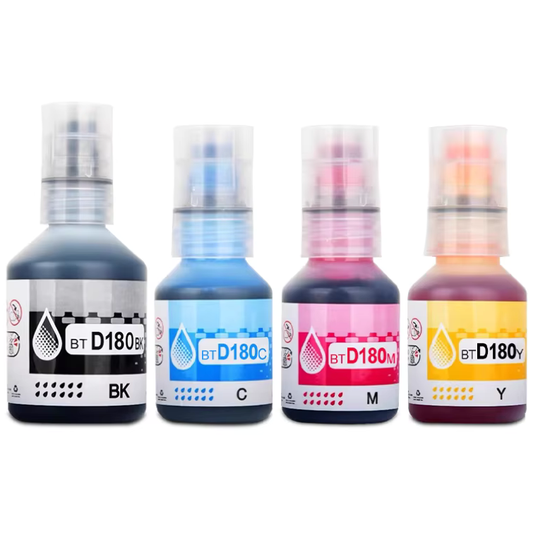 A Set Compatible Brother BTD180 Ink Bottles BCMY