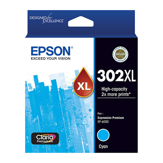 Genuine Epson T01Y2/302XL High Yield Cyan Ink Cartridge