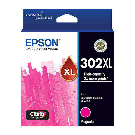 Genuine Epson T01Y3/302XL High Yield Magenta Ink Cartridge