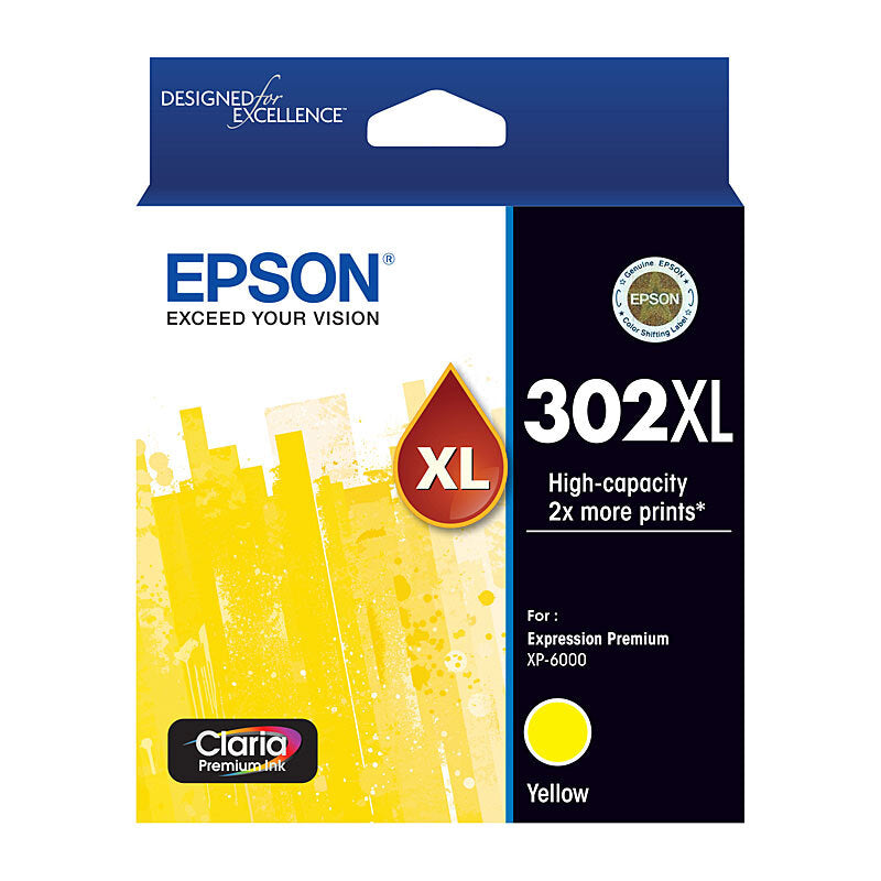 Genuine Epson T01Y4/302XL High Yield Yellow Ink Cartridge